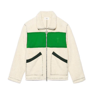 AMI PARIS SS22 Colorblock Zip Jacket - Green HJK003-757153
