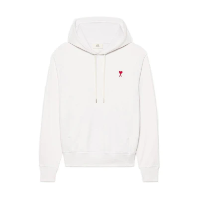AMI PARIS SS22 Embroidered Logo White Hoodie Unisex Couple's Sweatshirt USE200730-100