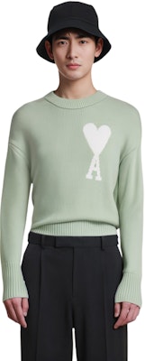 AMI Paris SS22 綠色愛心Logo情侶款圓領毛衣 男女適穿款式 UKS003016-444 Purchase AMI Paris SS22 綠色愛心Logo情侶款圓領毛衣 男女適穿款式 UKS003016-444