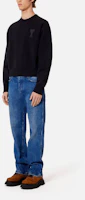 Lookbook AMI PARIS SS22 Heart Logo Embroidered Crewneck Sweatshirt Black Unisex Fashion USW002-747001