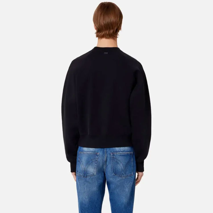 Purchase AMI PARIS SS22 心形標誌刺繡圓領衛衣 黑色 男女時尚 USW002-747001