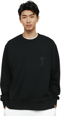 AMI PARIS SS22 心形標誌刺繡圓領衛衣 黑色 男女時尚 USW002-747001 Details for AMI PARIS SS22 心形標誌刺繡圓領衛衣 黑色 男女時尚 USW002-747001