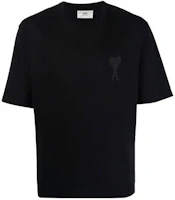 Order AMI PARIS SS22 心形刺繡Logo男女黑色短袖T恤 UTS002726-001