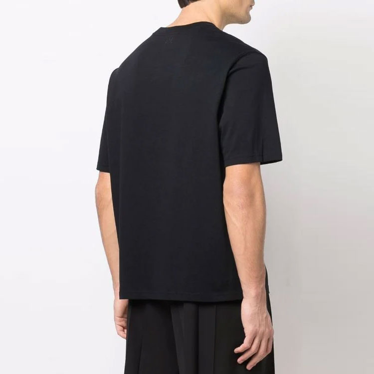 Shop AMI PARIS SS22 Baju Hitam Unisex Logo Hati Sulam Lengan Pendek. UTS002726-001