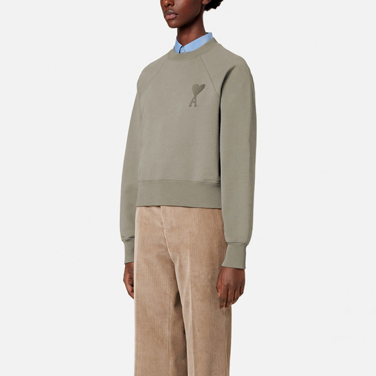 Purchase AMI Paris SS22 心形刺繡標誌棕色男女款套頭衛衣 USW002747-267