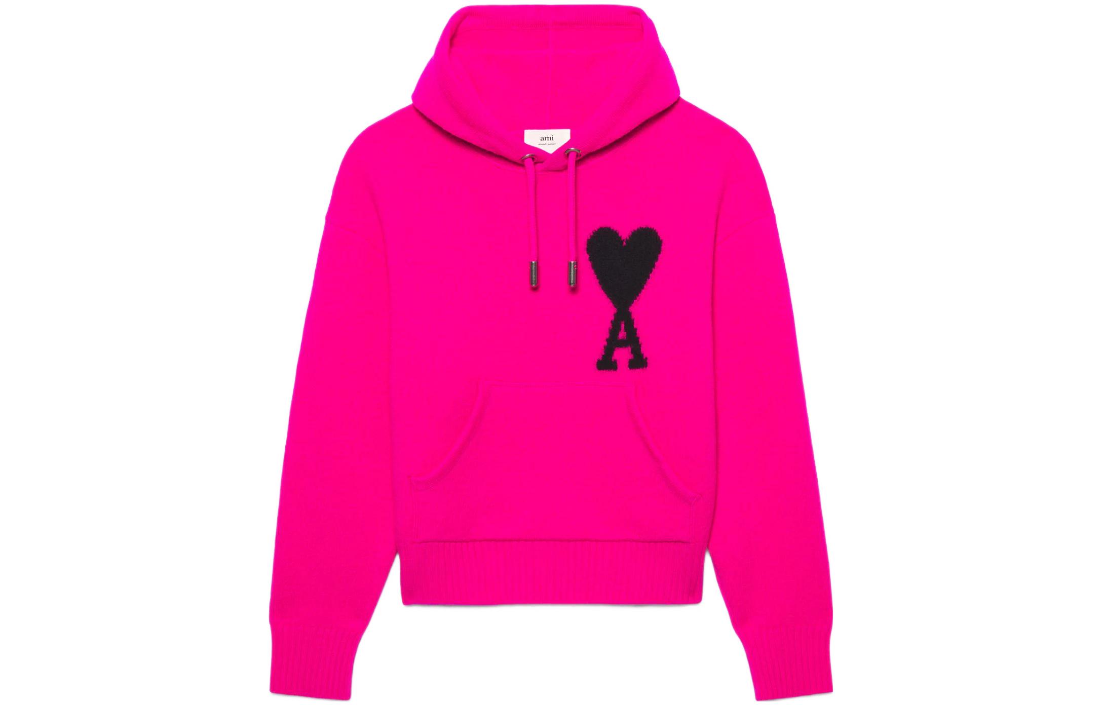 AMI Paris SS22 Heart Logo Hoodie Pink Unisex Couple Sweatshirt. UKS802-018629 圖 2