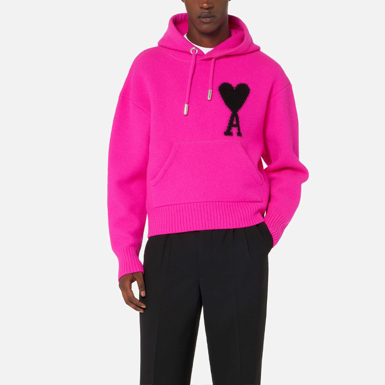 AMI Paris SS22 Heart Logo Hoodie Pink Unisex Couple Sweatshirt. UKS802-018629 圖 4