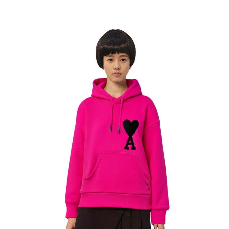AMI Paris SS22 Heart Logo Hoodie Pink Unisex Couple Sweatshirt. UKS802-018629 圖 6