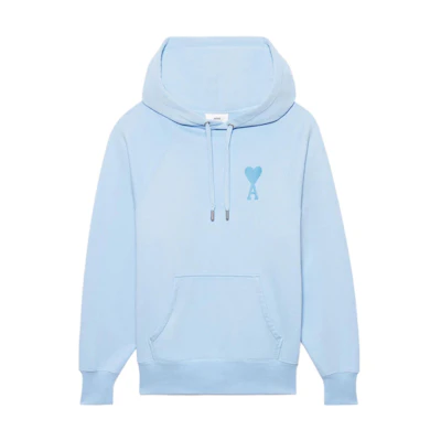 AMI PARIS SS22 Heart Logo Unisex Blue Hoodie - Couple Wear USW202-747450