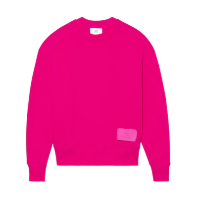 AMI PARIS SS22 Logo Crewneck Sweatshirt Pink Unisex Couple Wear USW006-749618