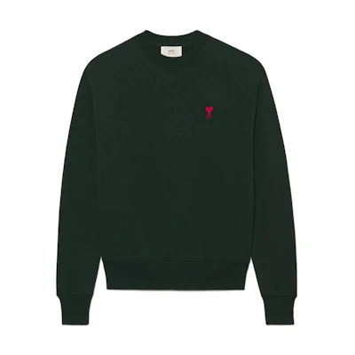 AMI PARIS SS22 Logo Embroidered Pullover Sweatshirt Unisex Green Couples Wear USW001730311