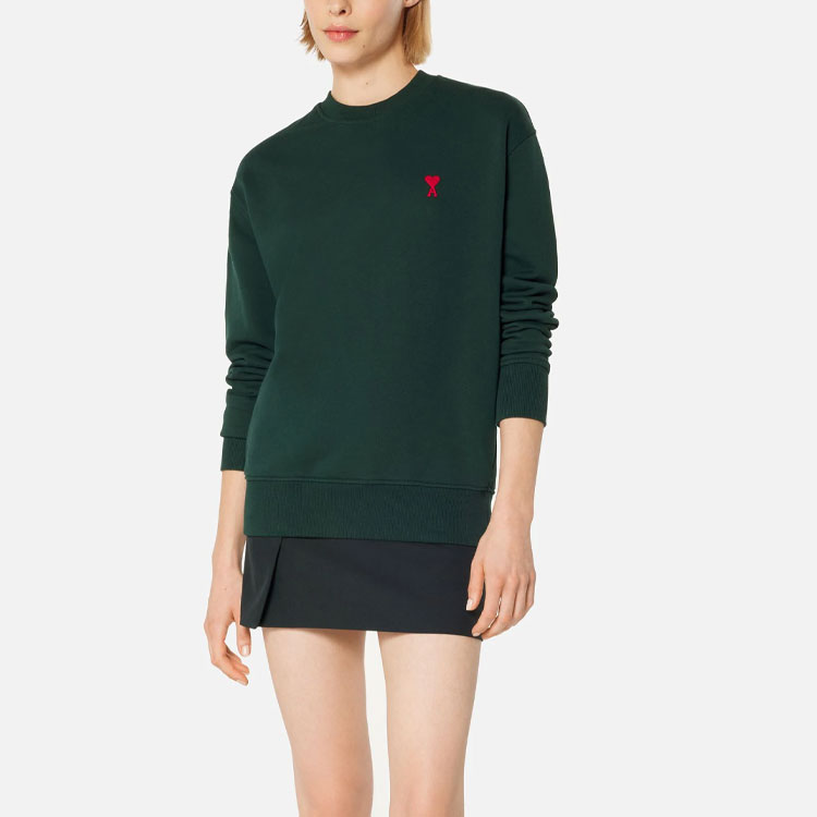 AMI PARIS SS22 Logo Embroidered Pullover Sweatshirt Unisex Green Couples Wear USW001730311 圖 4