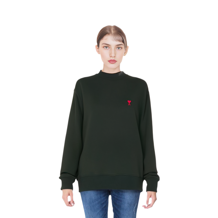 AMI PARIS SS22 Logo Embroidered Pullover Sweatshirt Unisex Green Couples Wear USW001730311 圖 7