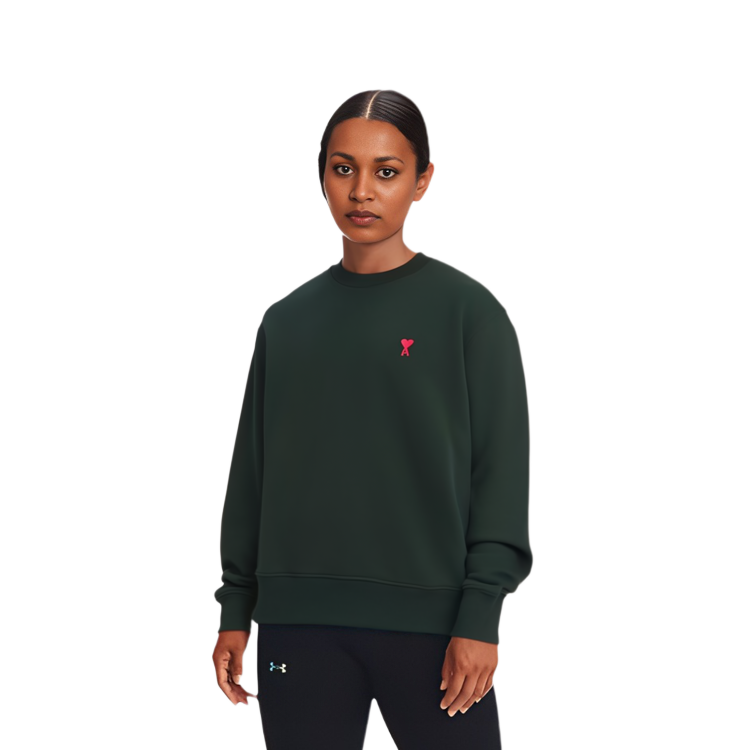 AMI PARIS SS22 Logo Embroidered Pullover Sweatshirt Unisex Green Couples Wear USW001730311 圖 8