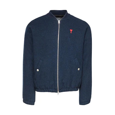 AMI PARIS SS22 Logo Heart Embroidery Jacket Navy Blue - H20HOW023-229