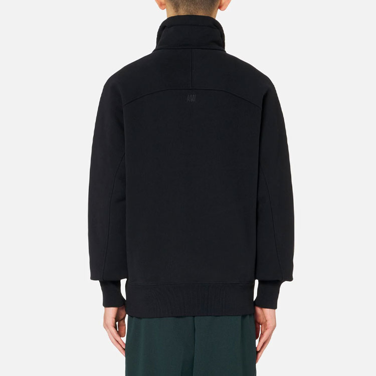 Shop AMI Paris SS22 Logo 愛心拉鍊套頭外套 黑色毛衣。 USW502-747001