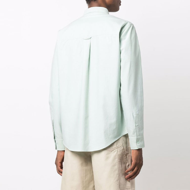 Shop AMI Paris SS22 愛心Logo薄荷綠長袖襯衫 男女皆宜 HSH124480-441