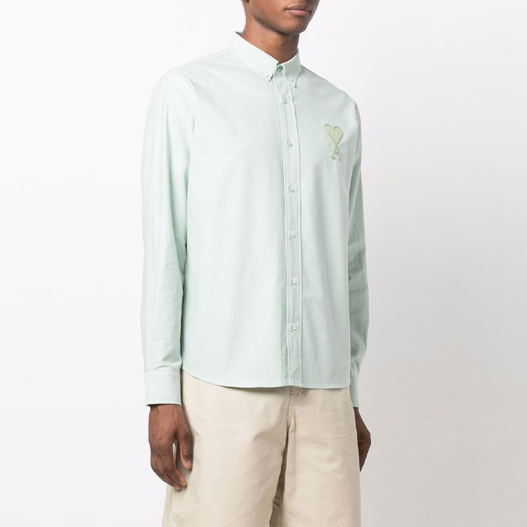 Purchase AMI Paris SS22 愛心Logo薄荷綠長袖襯衫 男女皆宜 HSH124480-441