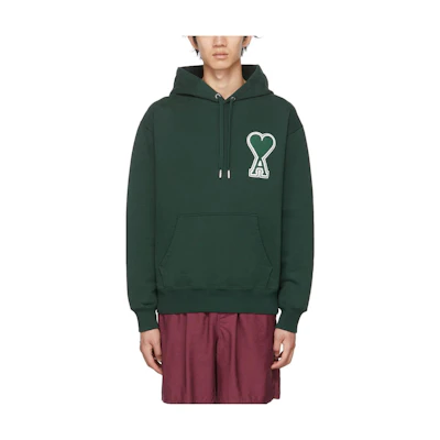 AMI Paris SS22 Logo Heart Print Pullover Sweatshirt Unisex - Dark Green. SPEUSW211747-311