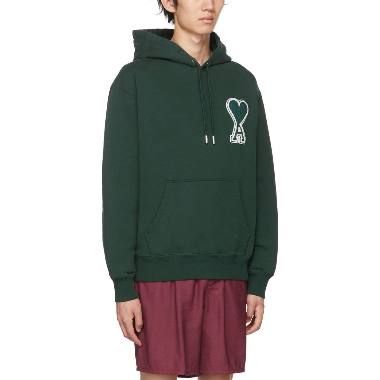 AMI Paris SS22 Logo Heart Print Pullover Sweatshirt Unisex - Dark Green. SPEUSW211747-311 圖 4