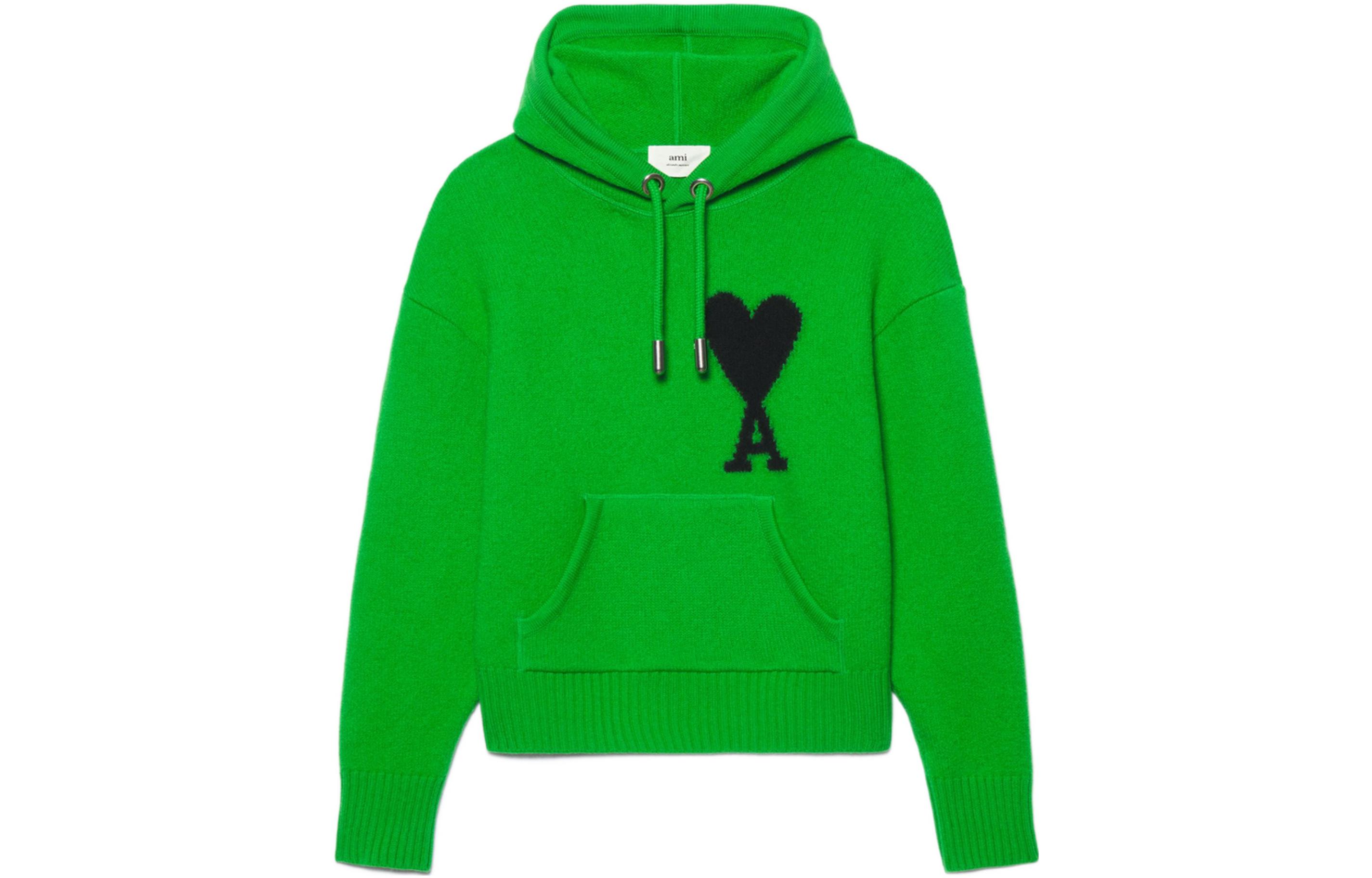 AMI Paris SS22 Logo Heart Pullover Hoodie Green - Unisex Couples Style. UKS802-018313 圖 2