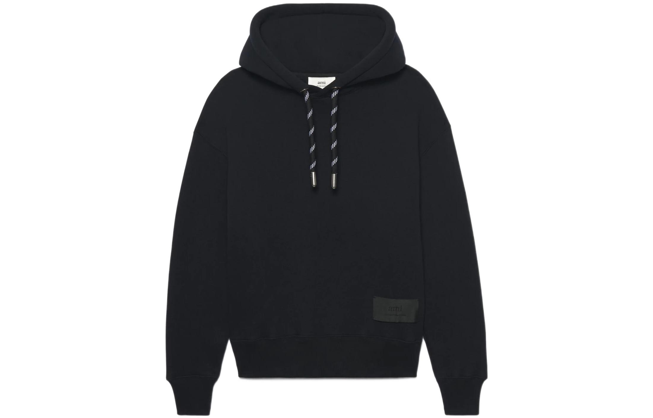 AMI PARIS SS22 Logo Hoodie Black Unisex Couple Style USW206-749001