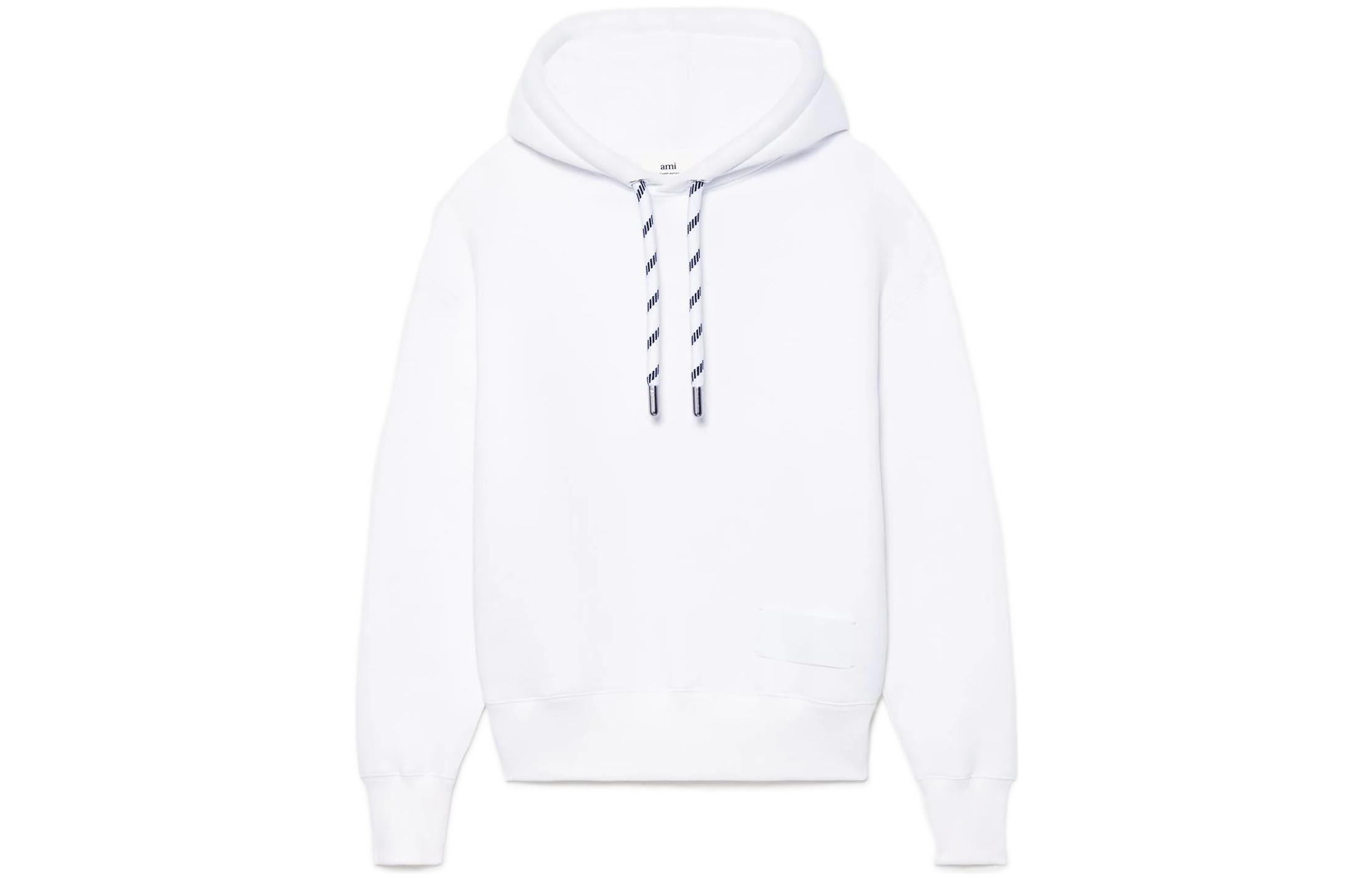 AMI PARIS SS22 Logo Hoodie White Unisex Couple Sweatshirt USW206-749100