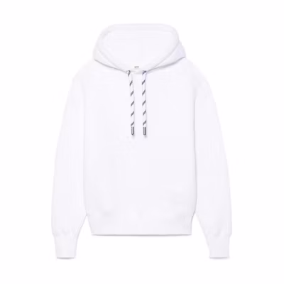 AMI PARIS SS22 Logo Hoodie White Unisex Couple Sweatshirt USW206-749100