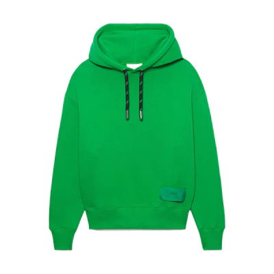 AMI PARIS SS22 Logo Patch Green Hoodie Unisex Pullover Casual Wear USW206-749300