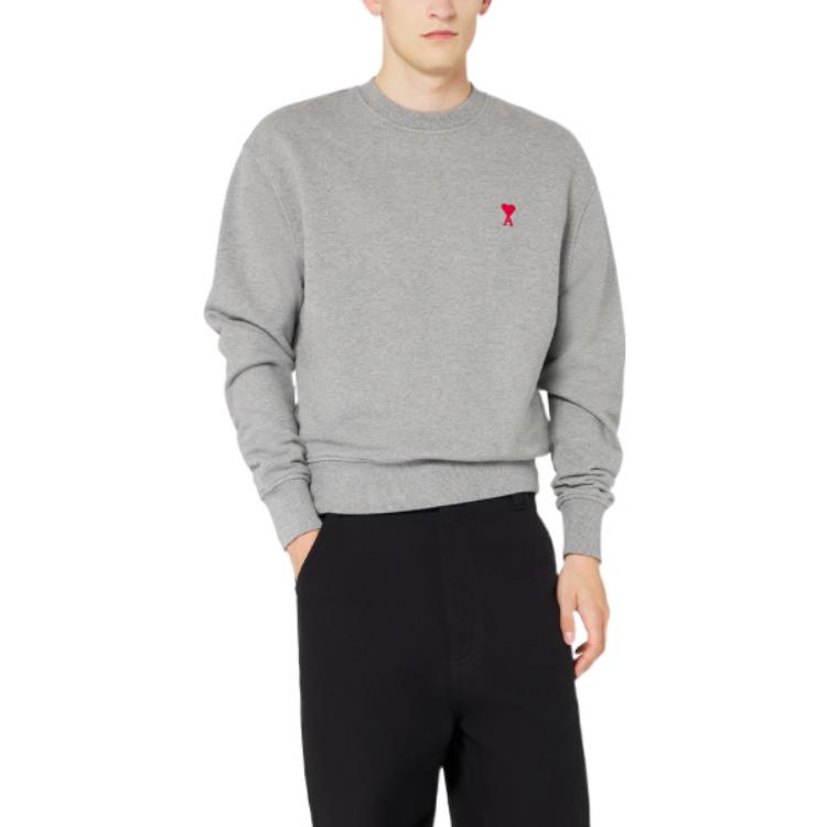 Lookbook Sudadera Gris Hombre AMI PARIS SS22 Logo Patch Manga Larga. UTS200-701-055