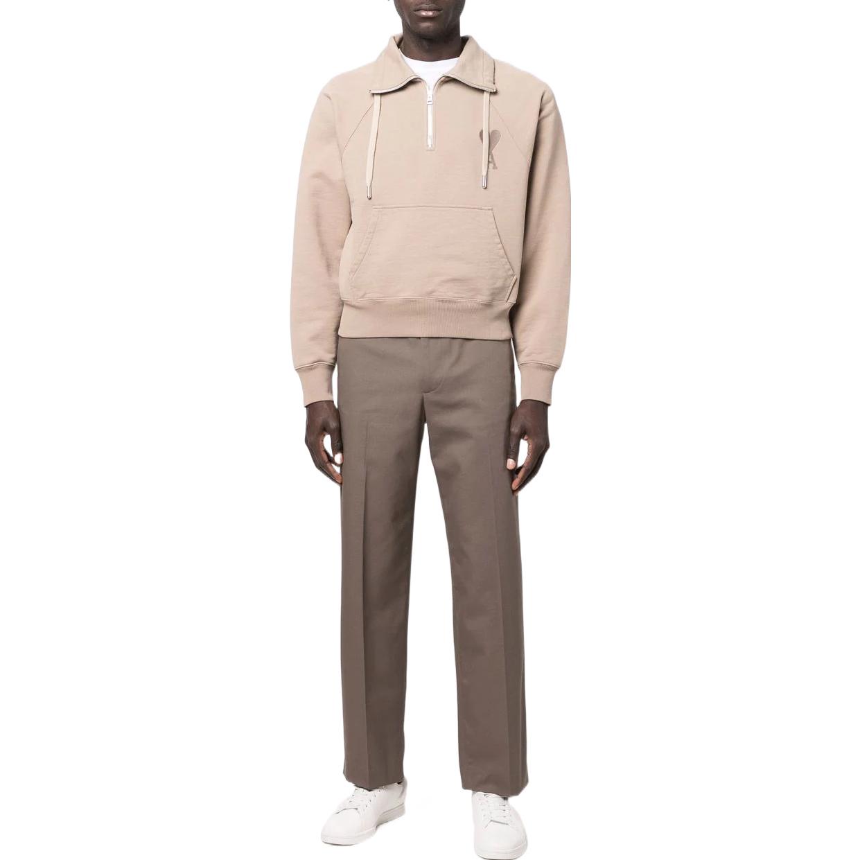 Shop AMI Paris SS22 Logo印字拉鍊休閒運動上衣 米色 男女款 USW502747-267