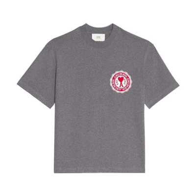 AMI Paris SS22 Logo Printed Crewneck Short Sleeve T-Shirt Unisex Grey UTS011717-055
