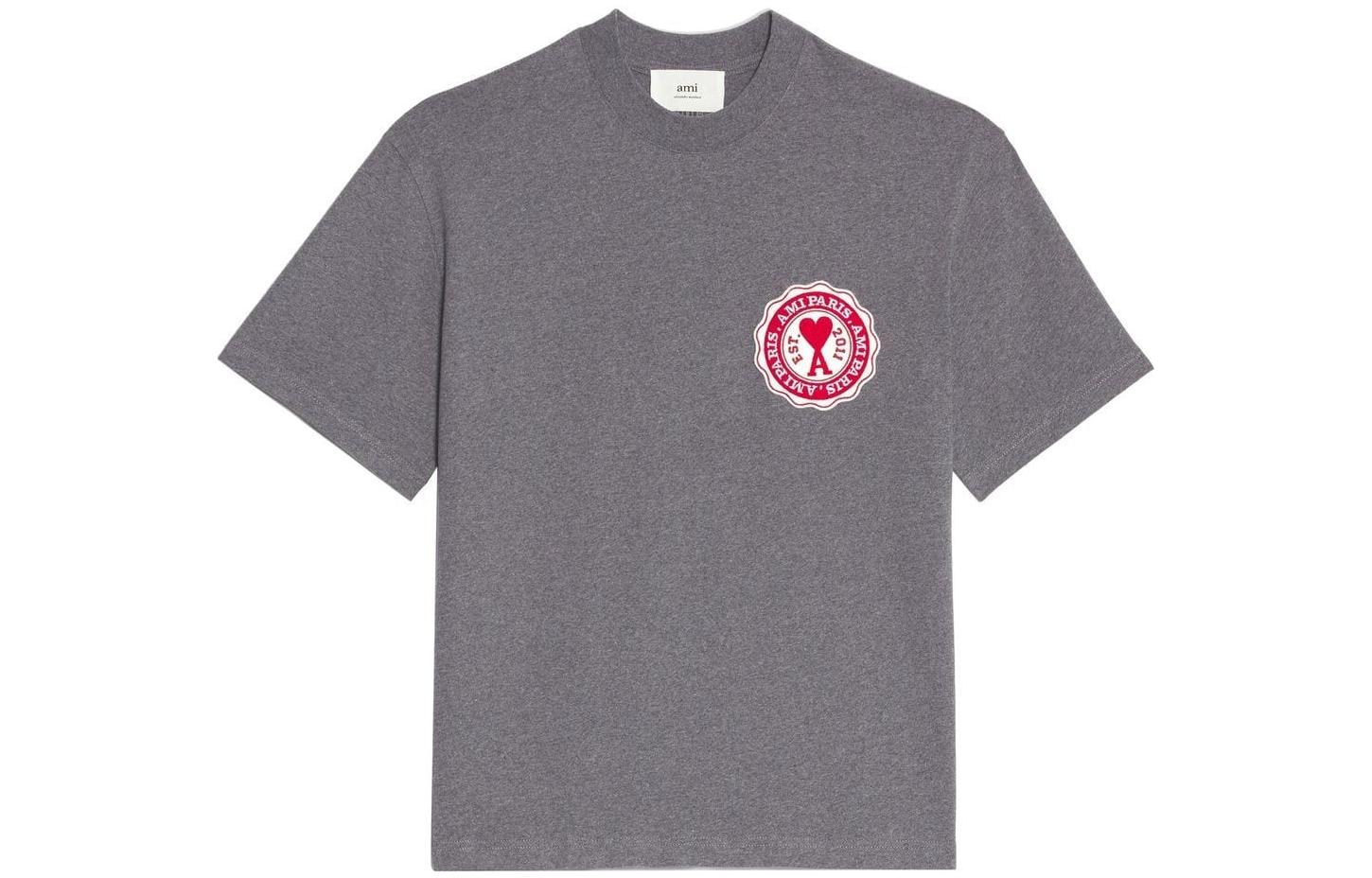 Order AMI Paris SS22 ロゴ プリント クルーネック 半袖 Tシャツ ユニセックス グレー UTS011717-055