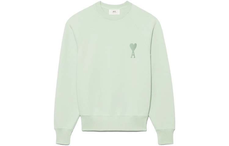 AMI Paris SS22 Mint Green Heart Logo Embroidered Crewneck Sweatshirt Unisex USW002747-441