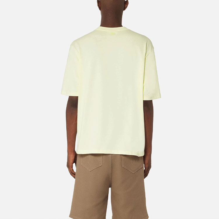 Purchase AMI PARIS SS22 Baju Krew Leher dengan Logo Hati Pastel Sulam Kuning Krim UTS002726-703