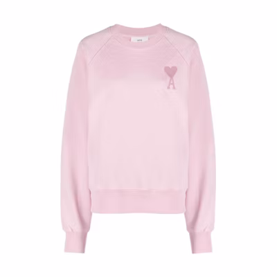 AMI PARIS SS22 Pink Embroidered Heart Logo Unisex Long-Sleeve Sweatshirt USW002747-400