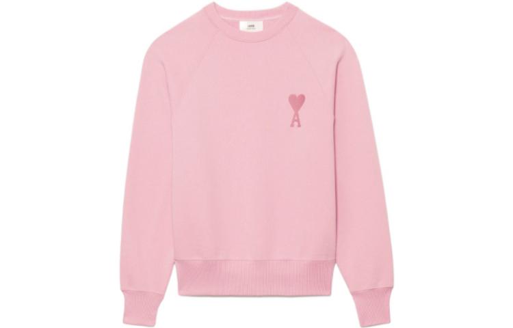 AMI PARIS SS22 Pink Heart Logo Embroidered Crewneck Sweatshirt . USW002747-655