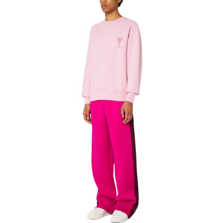 Purchase AMI PARIS SS22 粉色愛心刺繡標誌圓領長袖衫。 USW002747-655