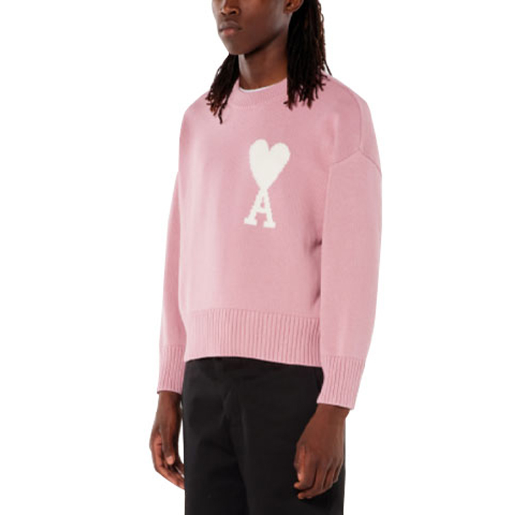 Lookbook AMI Paris SS22 Baju Rajut Logo Hati Merah Jambu Unisex UKS003016-659