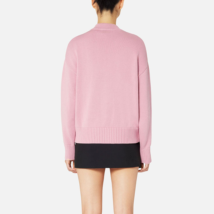 Purchase AMI Paris SS22 Baju Sejuk V-Leher Unisex Logo Hati Pink. UKC003016-659