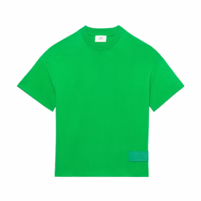 AMI PARIS SS22 Solid Logo Crewneck Short Sleeve T-Shirt Green Mens UTS006-701300