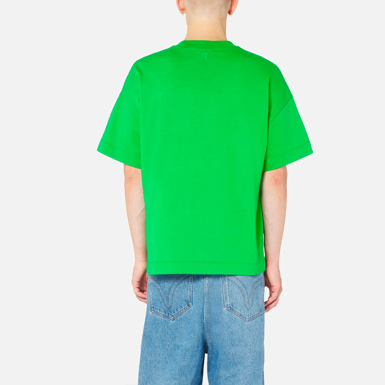 Purchase AMI PARIS Kaos Lengan Pendek Logo Solid Crewneck Hijau Pria SS22 UTS006-701300