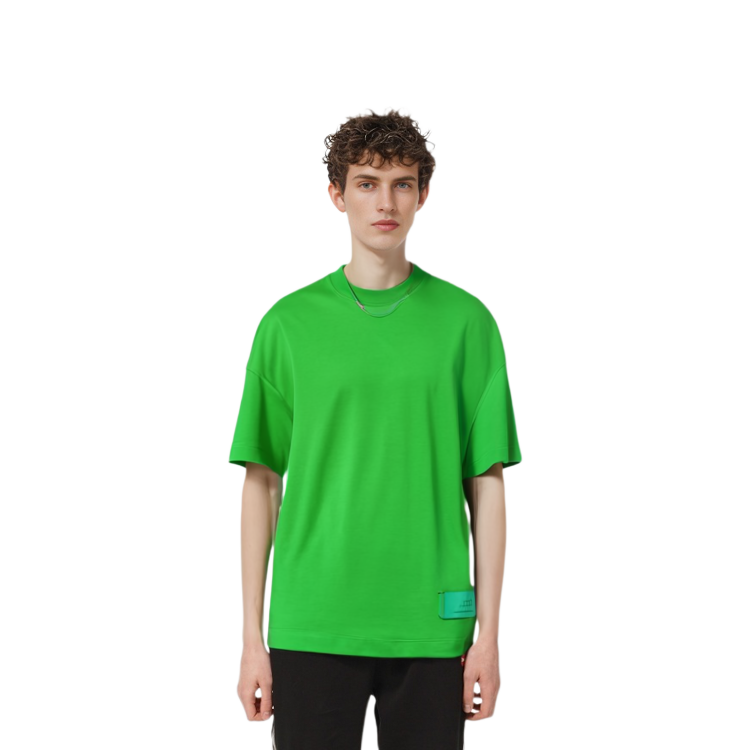 Details for AMI PARIS Kaos Lengan Pendek Logo Solid Crewneck Hijau Pria SS22 UTS006-701300