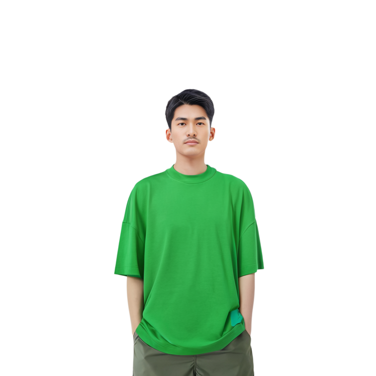 Sizing AMI PARIS Kaos Lengan Pendek Logo Solid Crewneck Hijau Pria SS22 UTS006-701300