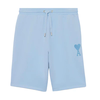 AMI Paris SS22 Summer Limited Relaxed Fit Solid Drawstring Shorts Light Blue Men. HSO602-747450