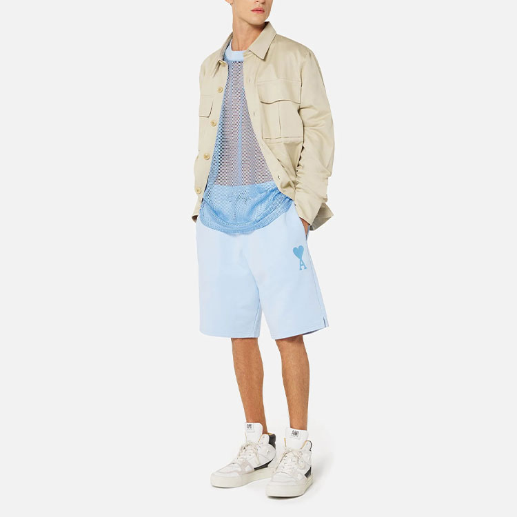 Lookbook アミパリSS22サマーメンズリラックスフィットドローストリングショーツライトブルー HSO602-747450