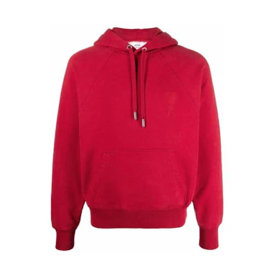 AMI PARIS SS22 Unisex Oversized Red Hoodie Long Sleeve Pullover USW202747-600