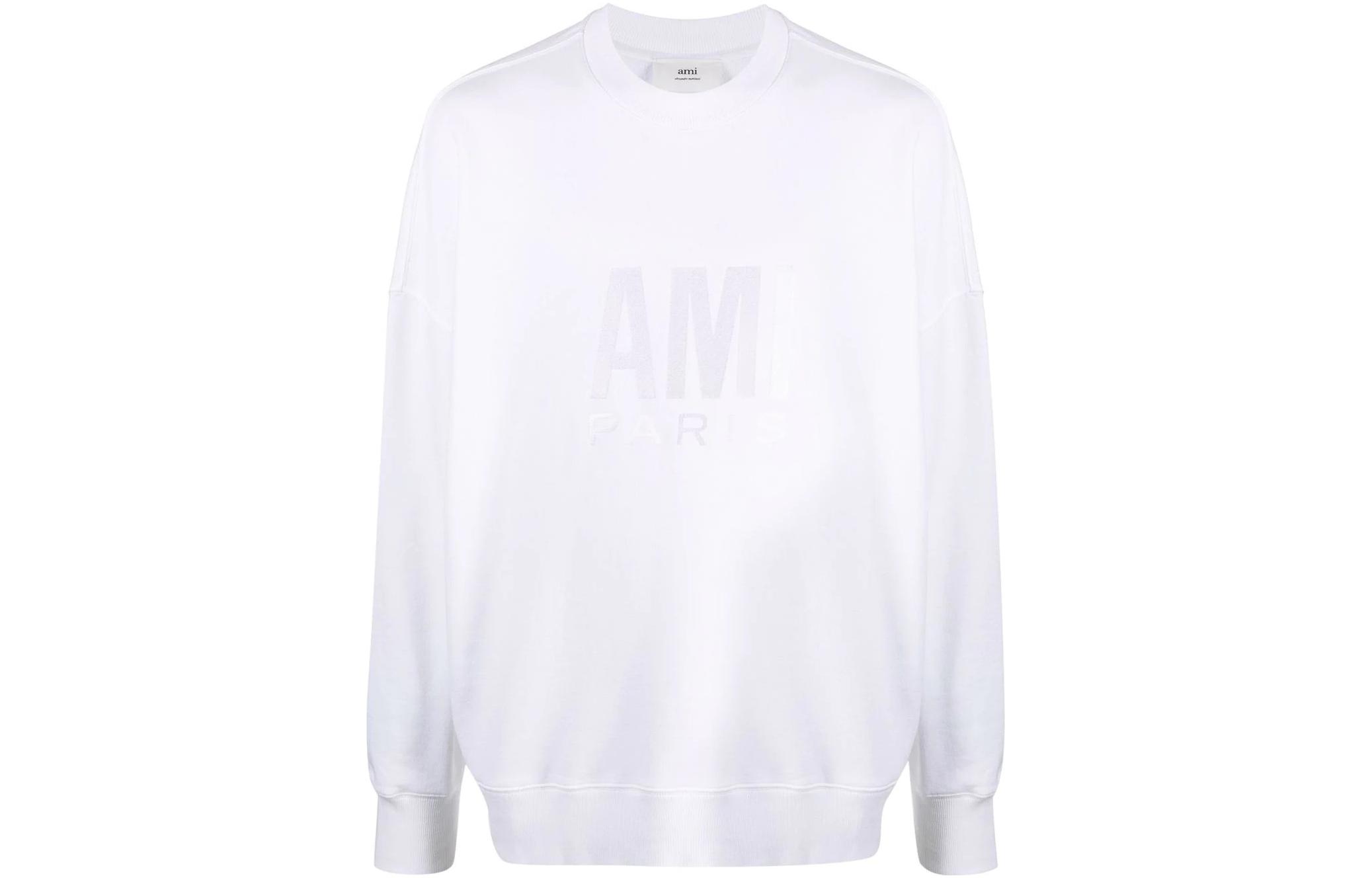 Order AMI PARIS 春夏22系列 男女通用白色圓領衛衣 字母印花設計 USW003731-100