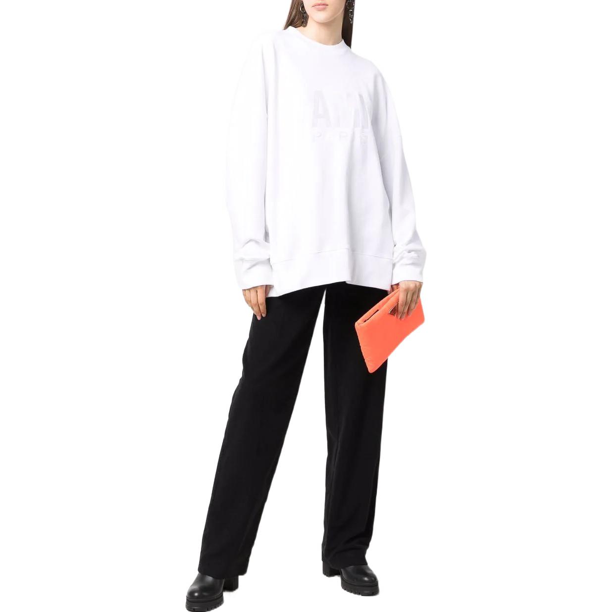 Lookbook AMI PARIS 春夏22系列 男女通用白色圓領衛衣 字母印花設計 USW003731-100