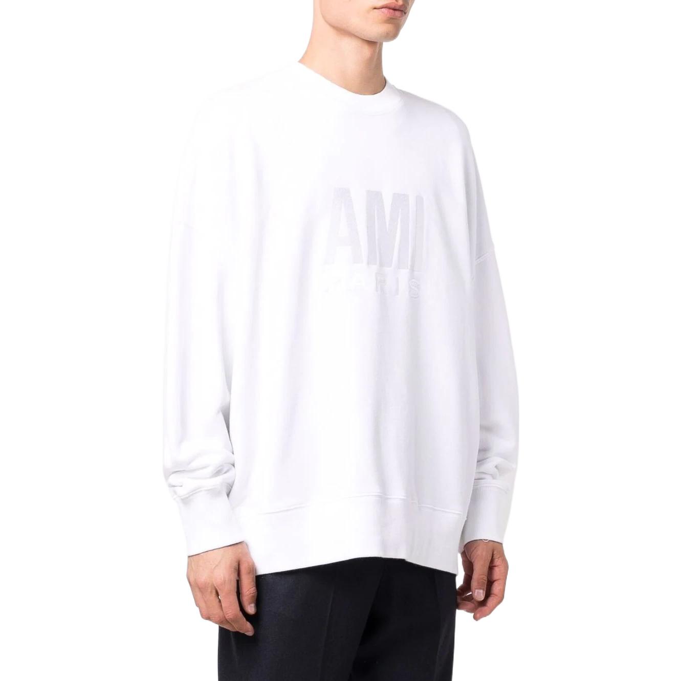 Purchase AMI PARIS 春夏22系列 男女通用白色圓領衛衣 字母印花設計 USW003731-100